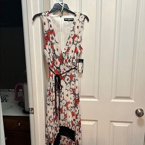 Karl Lagerfeld White and Red Floral Maxi Dress